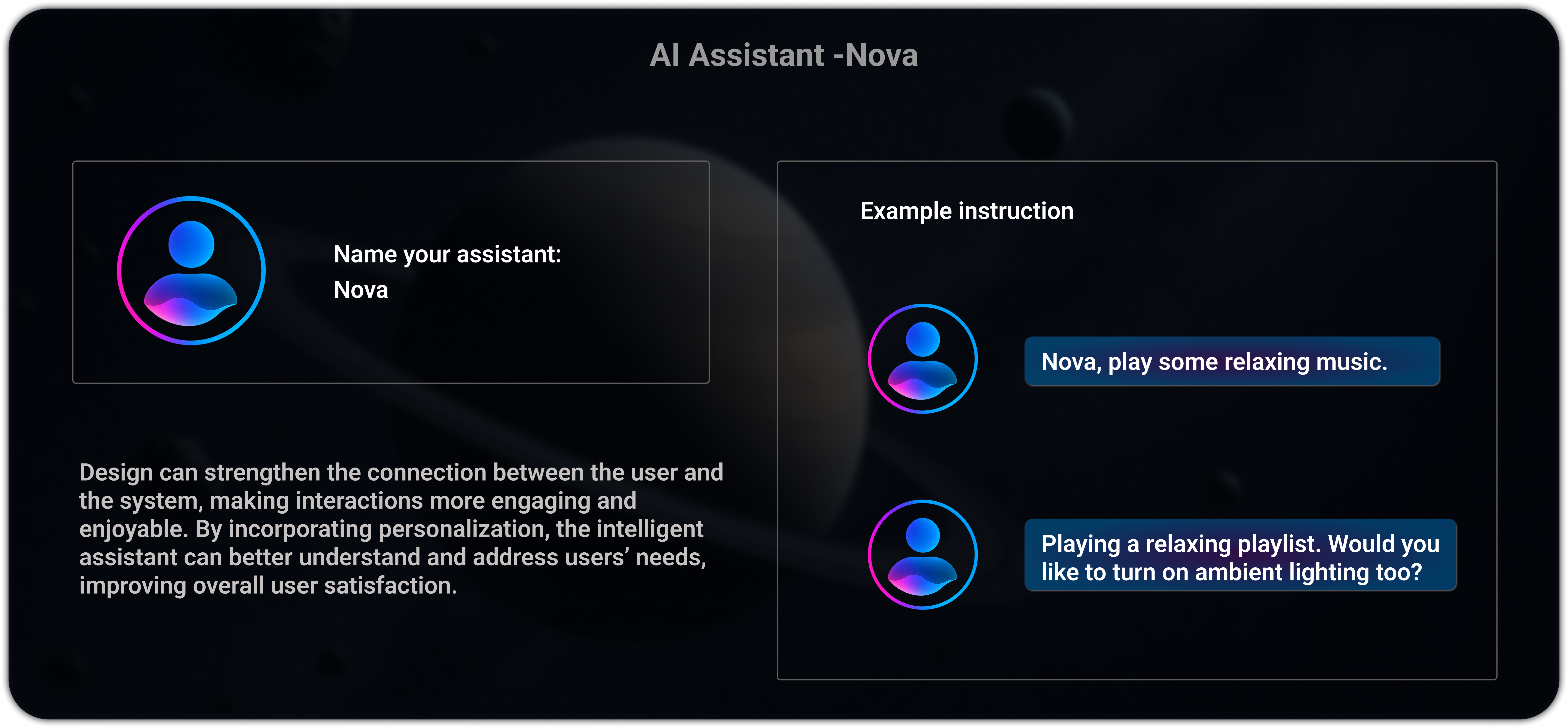 Nova AI Assistant, emotional design and conversational UI