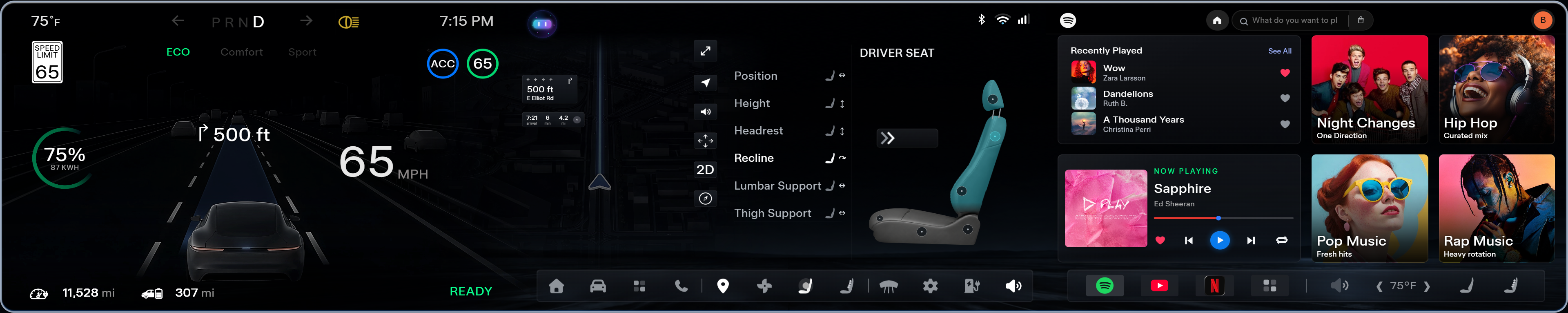 Seat control tab interface