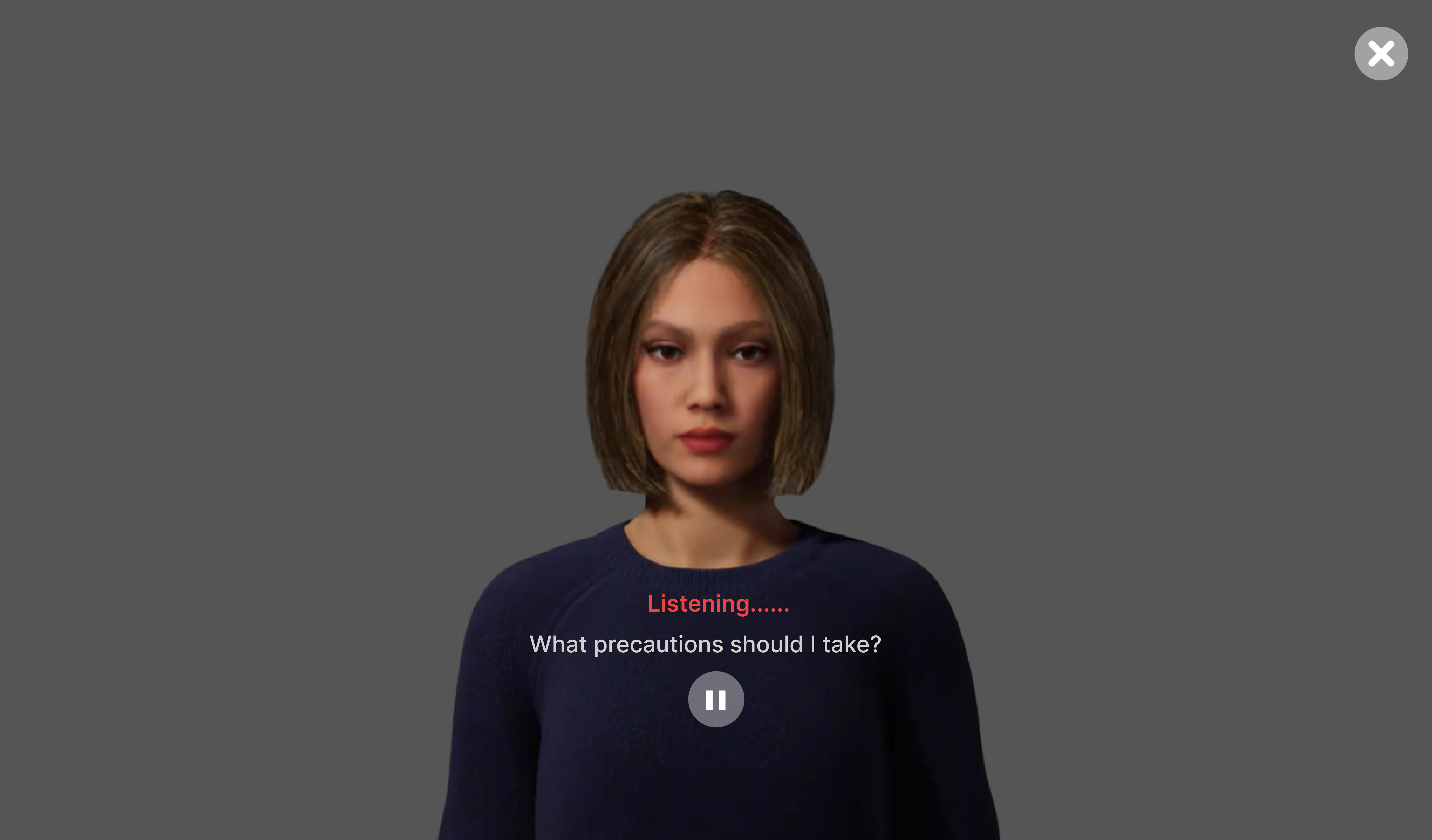 AI virtual instructor listening to a trainee question