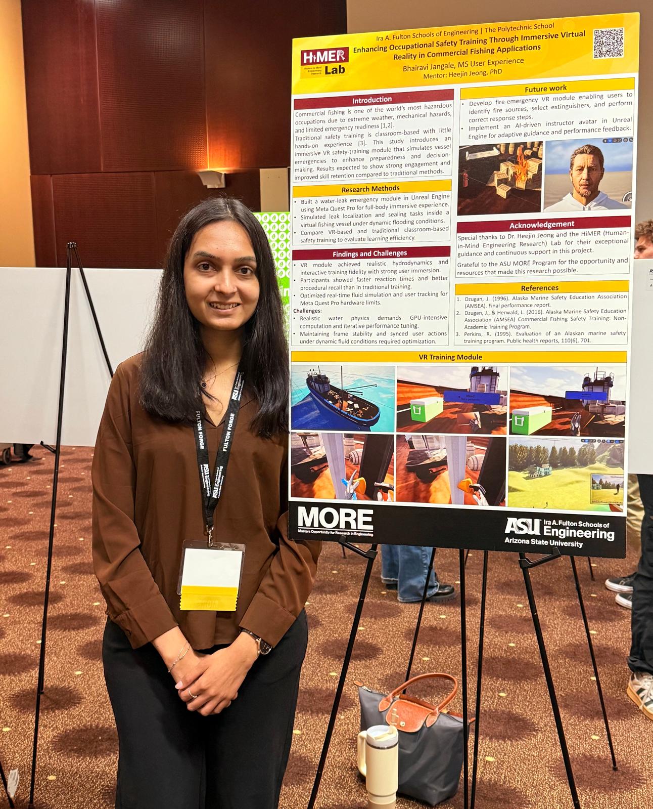 Bhairavi presenting the Maritime Safety VR research poster